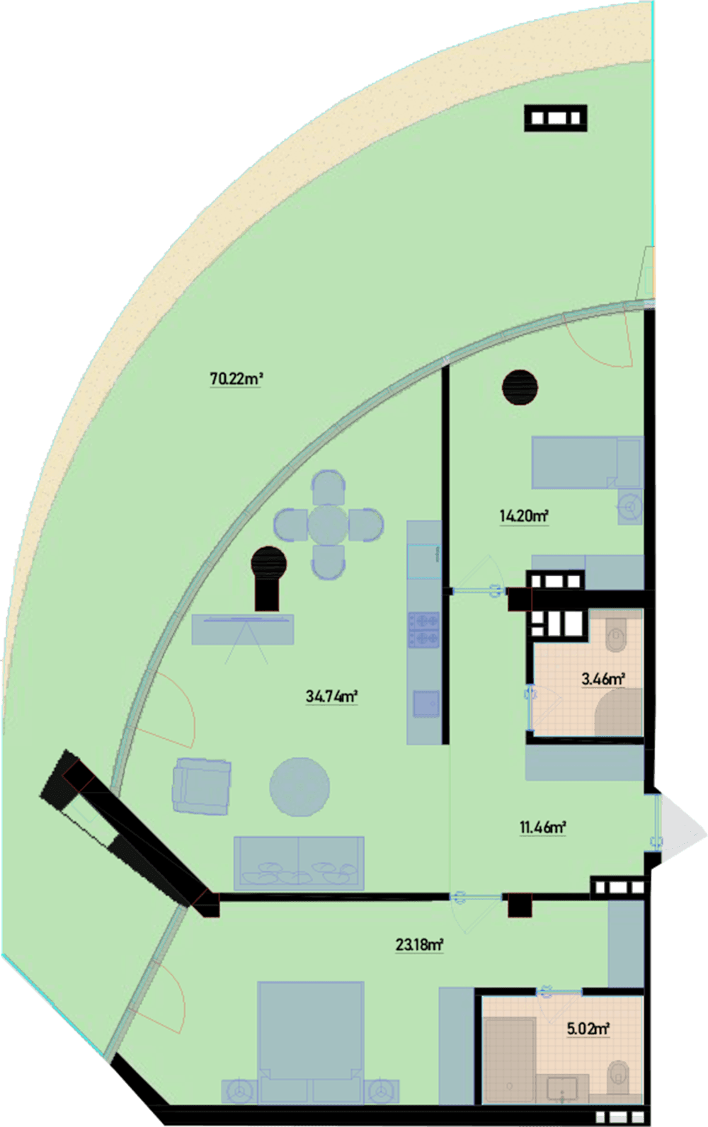 176.14 kvm, 3 otaqlı mənzil