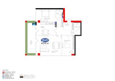 142.41 kvm, 3 otaqlı mənzil - 2