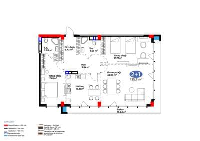 135.3 kvm, 3 otaqlı mənzil - 2