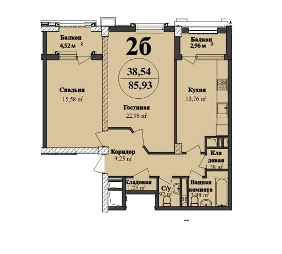 Renessans Palace j 2 rooms 85,93 sqm - 2