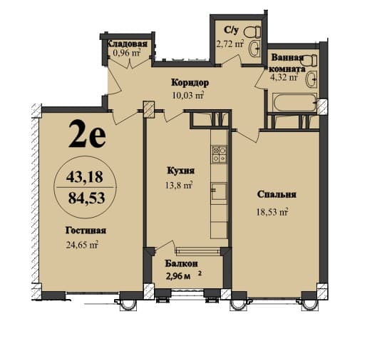 Renessans Palace i 2 rooms 84,53 sqm