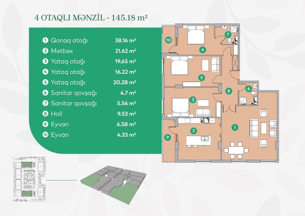 4 otaq 145,18 kv.m. - 2