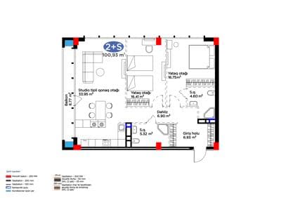 100.93 kvm, 2 otaqlı studio mənzil - 2