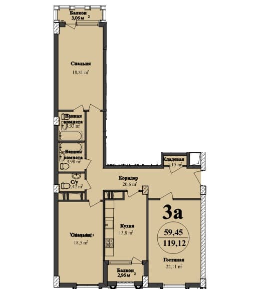 Renessans Palace q 3 otaqli 119,12 kvm - 2