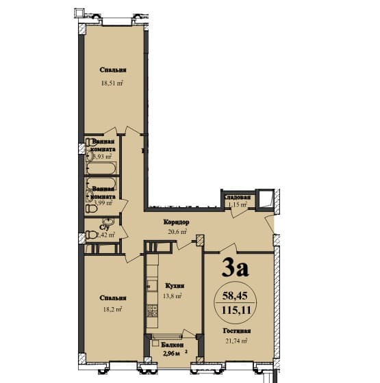 Renessans Palace p 3 otaqli 115,11 kvm - 2