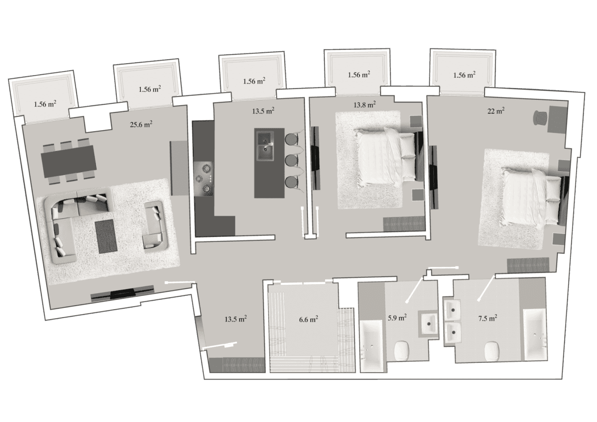 Knightsbridge Residence White City 3 rooms, 126.10 sq.m. - 2