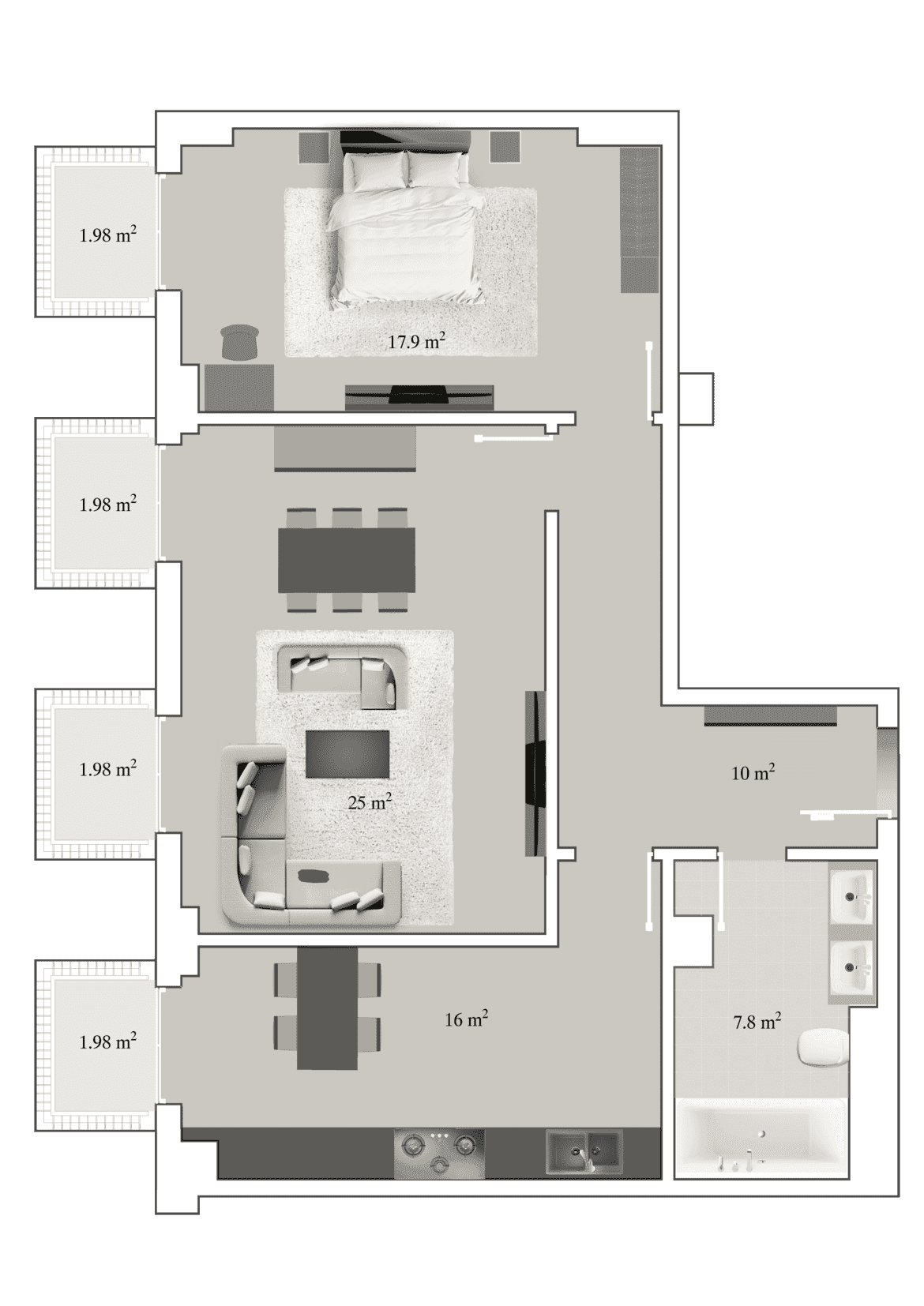 Knightsbridge Residence White City 2 room, 89.50 sq.m.