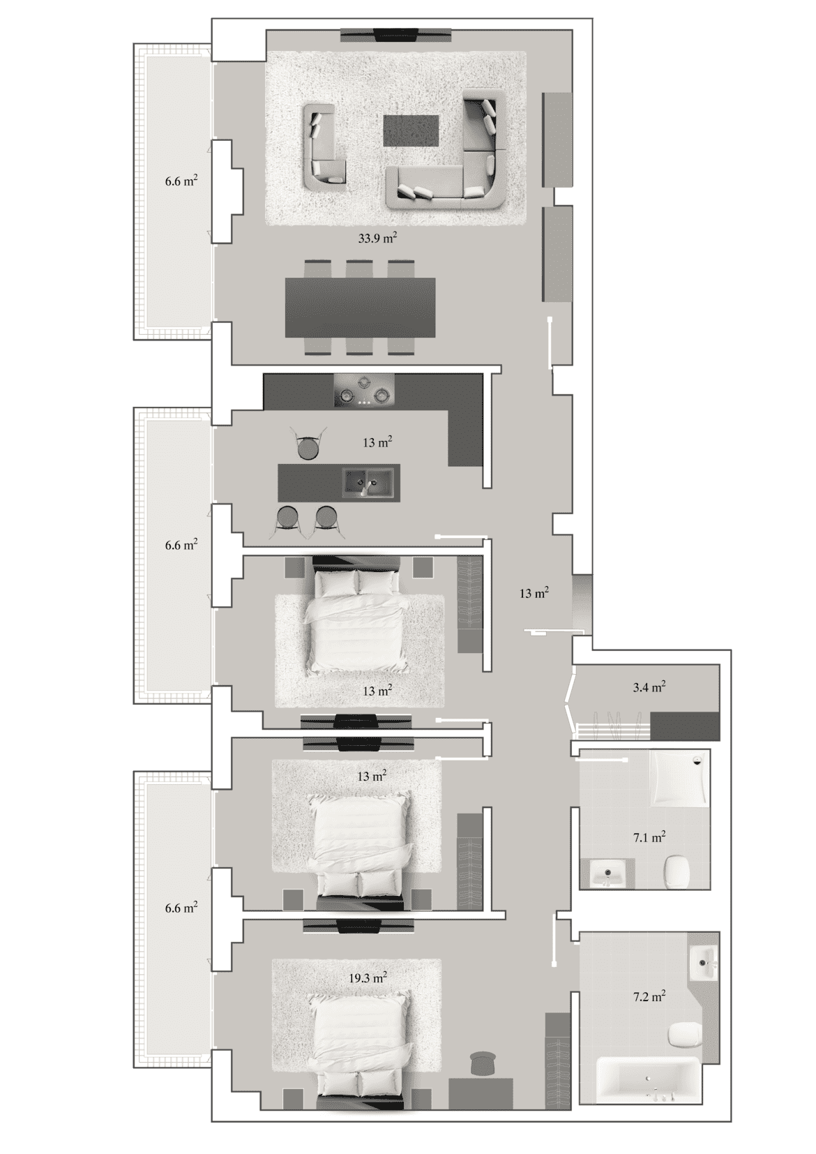 Knightsbridge Residence White City 4 rooms, 150.70 sq.m. - 2