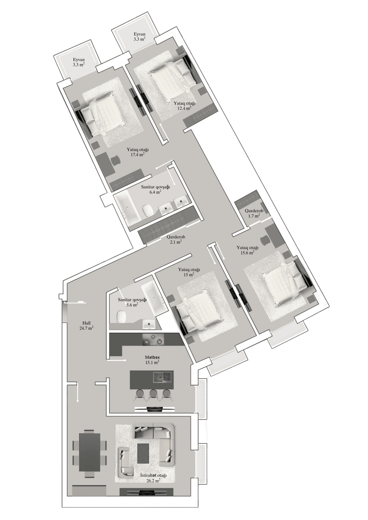 Knightsbridge Residence White City 5 otaq, 158.80 kv.m. - 2