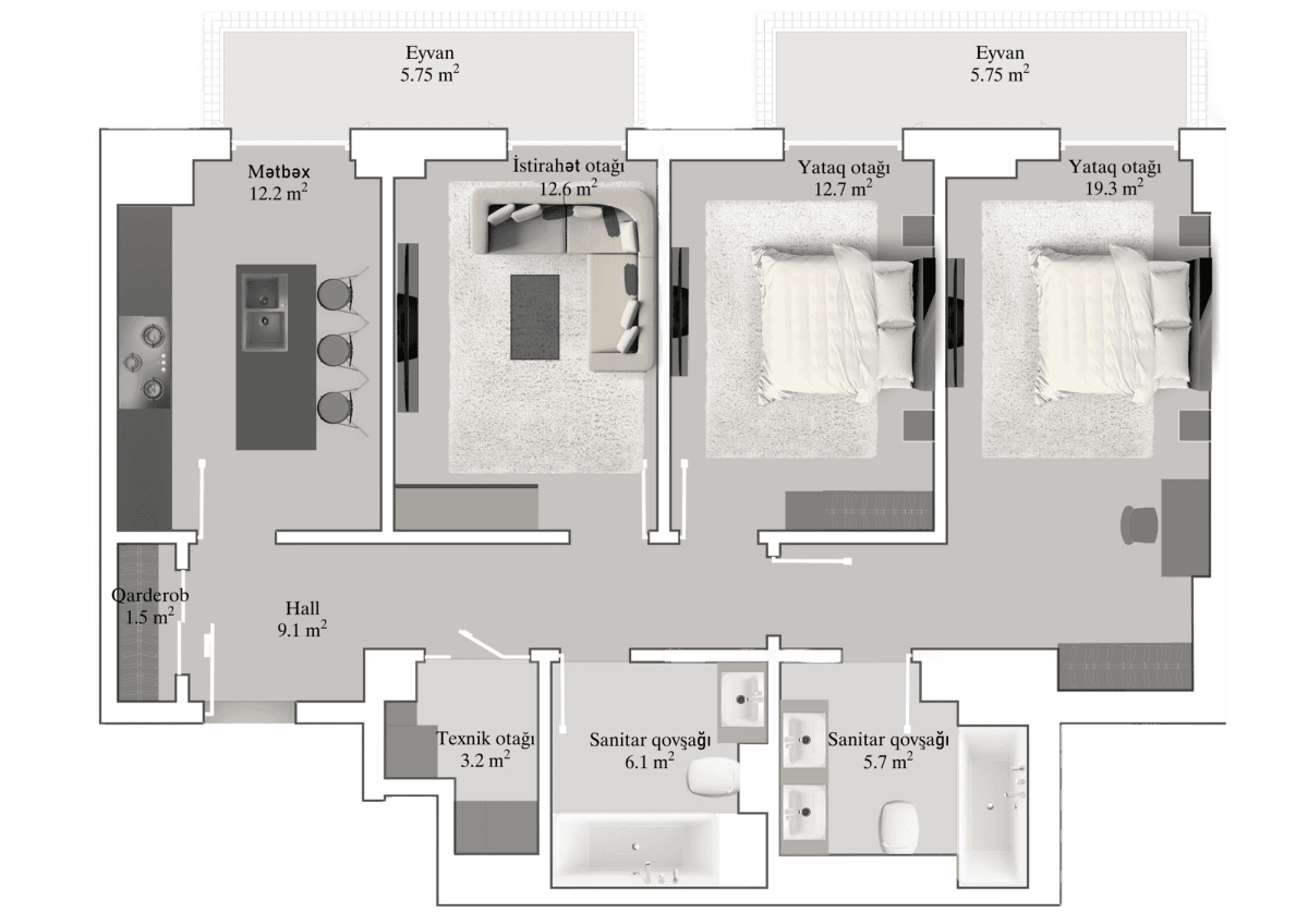 Knightsbridge Residence White City 3 rooms, 103 sq.m.