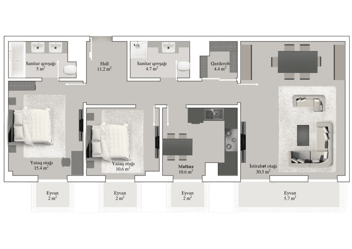 Knightsbridge Residence White City 3 rooms, 110.20 sq.m.
