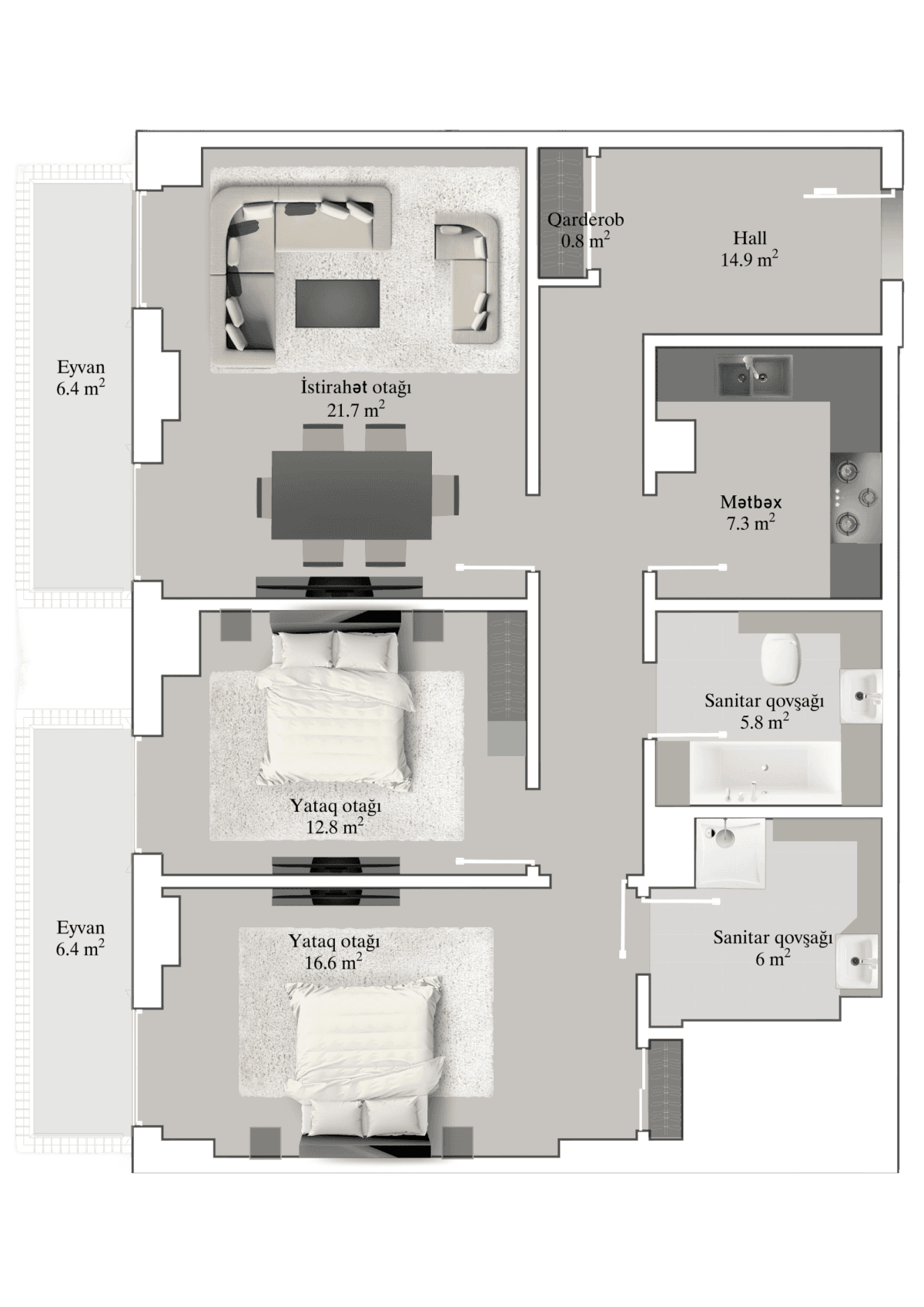 Knightsbridge Residence White City 3 rooms, 105.20 sq.m.