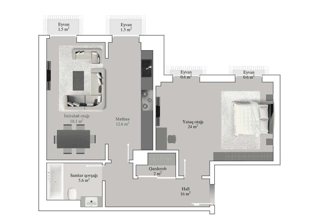 Knightsbridge Residence White City 2 room, 80.40 sq.m.