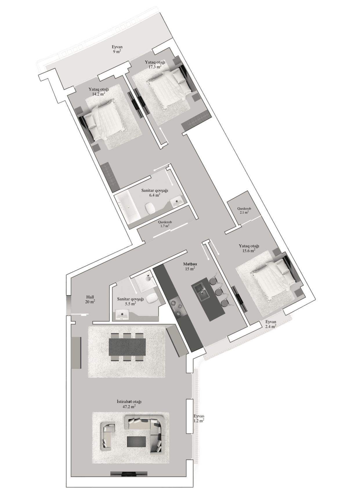 Knightsbridge Residence White City 4 rooms, 164.80 sq.m. - 2