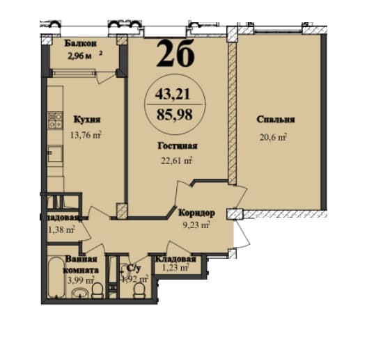 Renessans Palace k 2 rooms 85,98 sqm