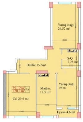 3 otaq, 120.10 kv.m. - 2