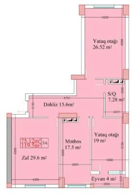 3 rooms, 119.50 sq.m. - 2