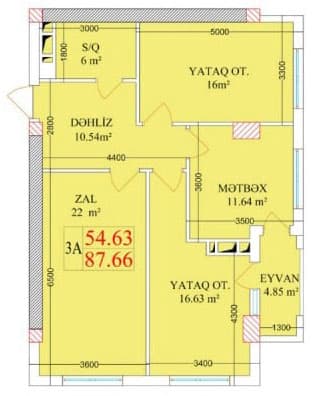 2 rooms, 87.66 sq.m. - 2