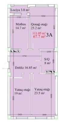 3 rooms, 111.05 sq.m. - 2