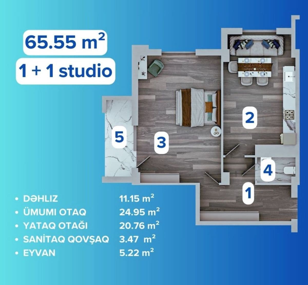Khemse Palace 1 room, 65.10 sq.m