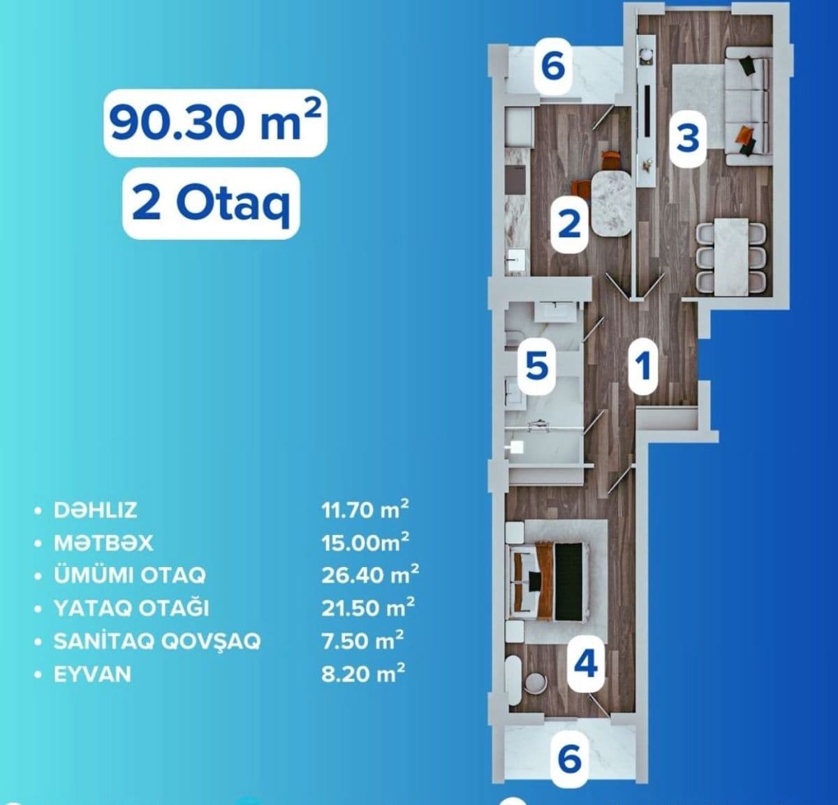 Khemse Palace 2 rooms, 90.30 sq.m
