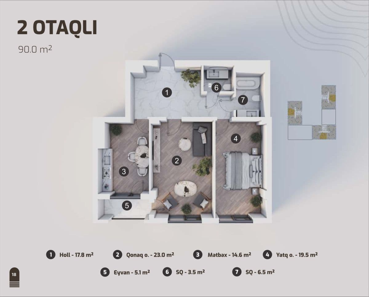 Marbel Residence 2 rooms, 90 sq.m.
