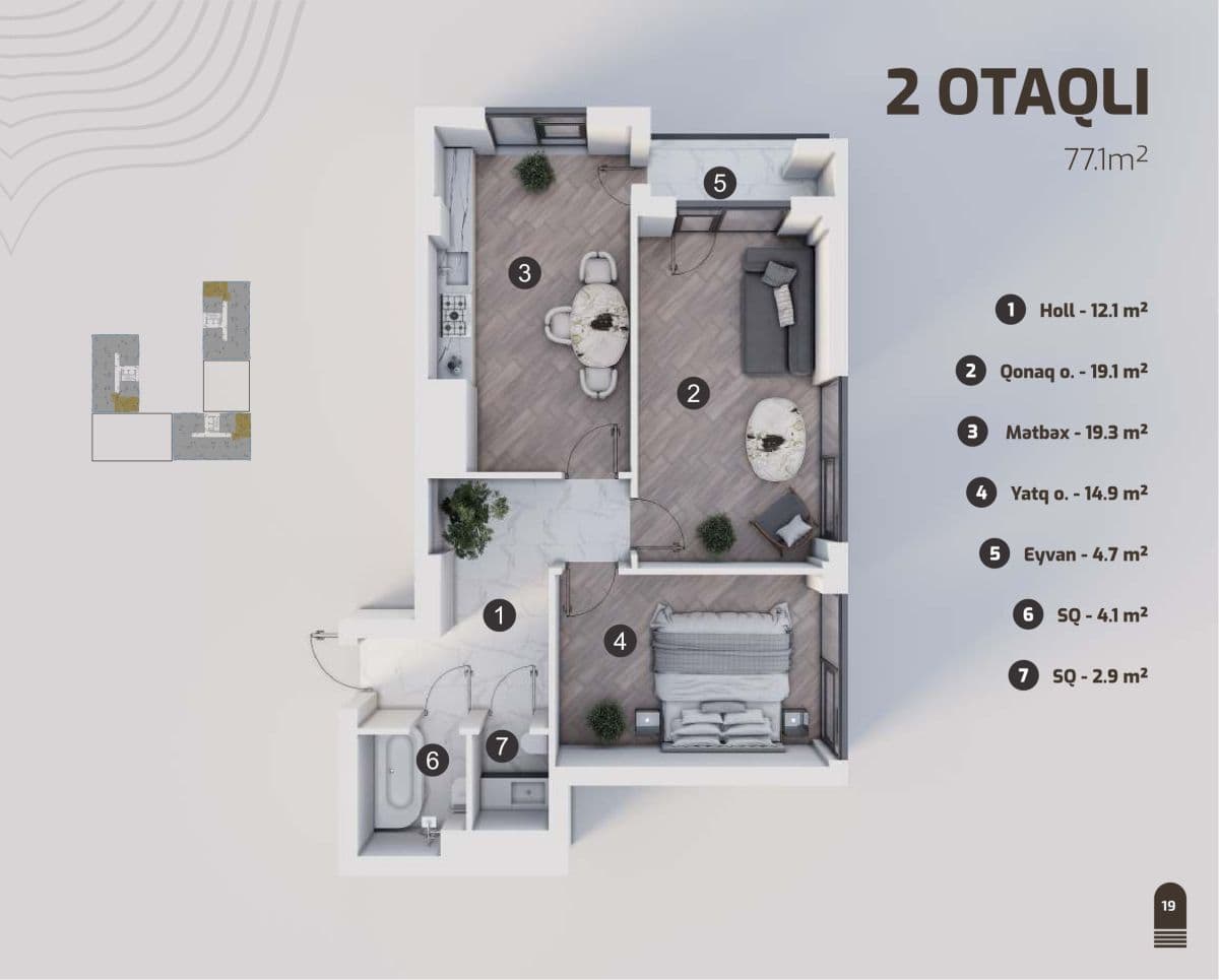 Marbel Residence 2 rooms, 77.10 sq.m.
