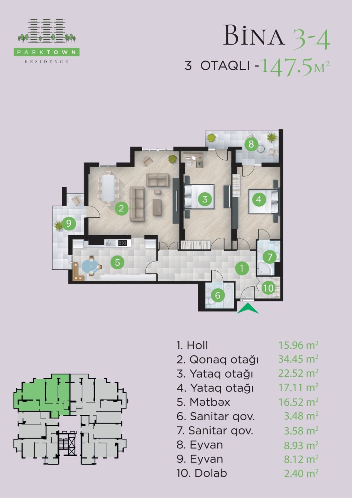 Parktown Residence 3 rooms 137.77 sqm