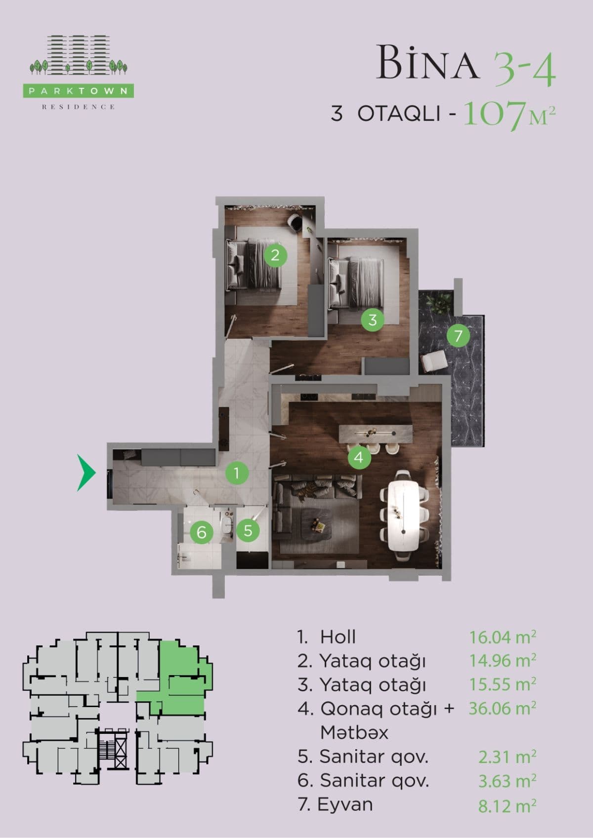 Parktown Residence 2 rooms 76.80 sqm