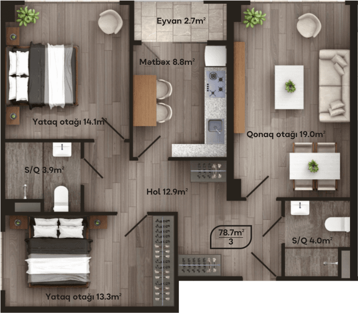 Melissa Park 2 rooms 78.70 sq.m.
