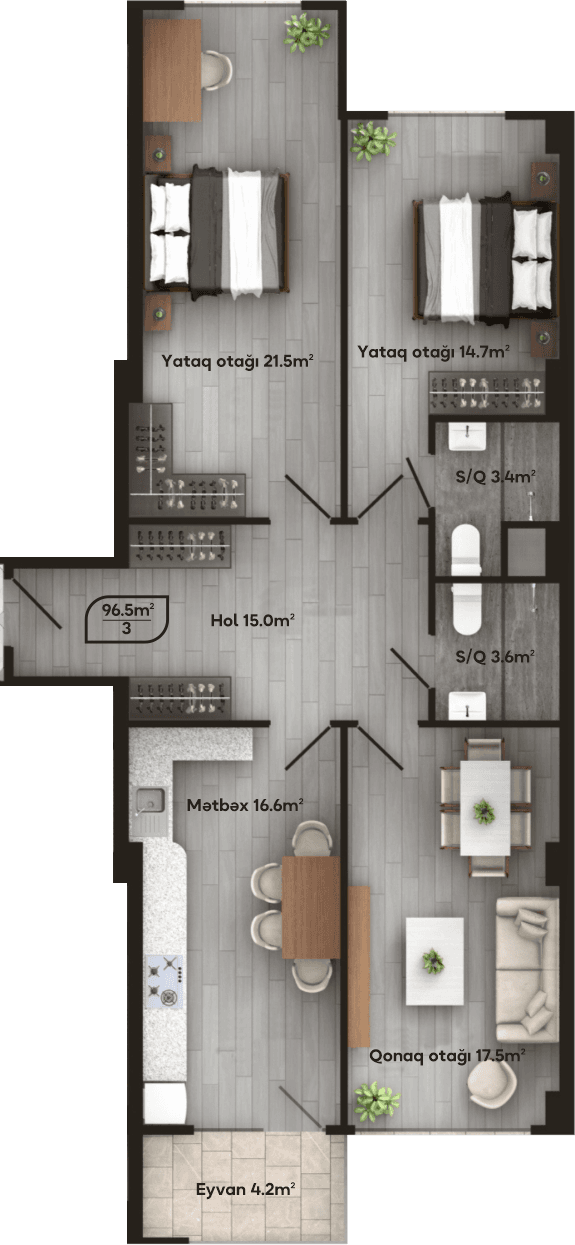 Melissa Park 2 rooms 96.50 sq.m.
