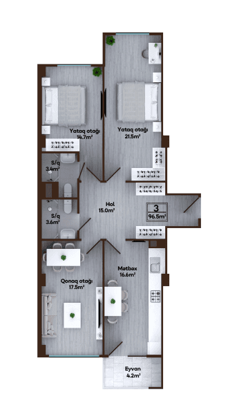 Melissa Park 2 rooms 96.50 sq.m.