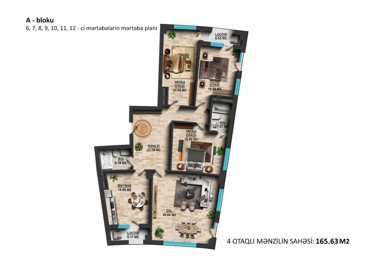 4 rooms, 165.63 sq.m.