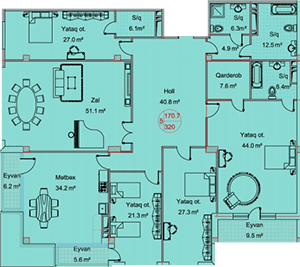 Sipark-H.Əliyev 5 rooms 320,00 sqm