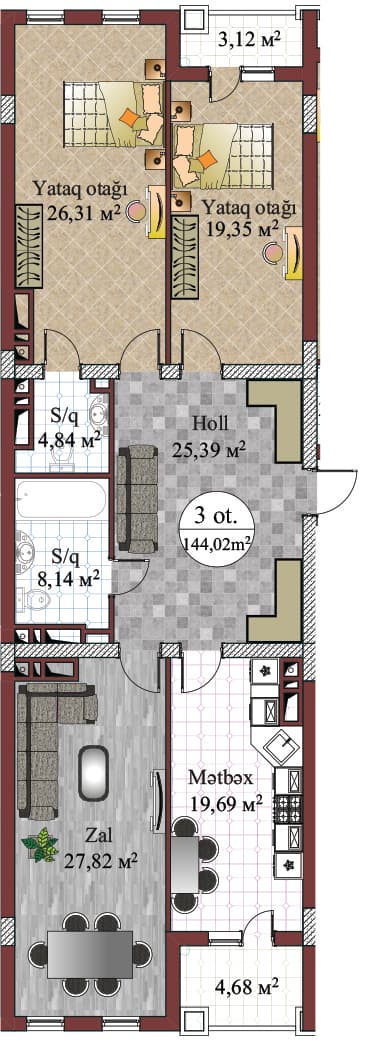 Evim Residence p 3 rooms 144,02 sqm