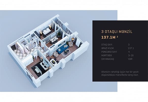 Kristal Towers c 3 rooms 137,10 sqm