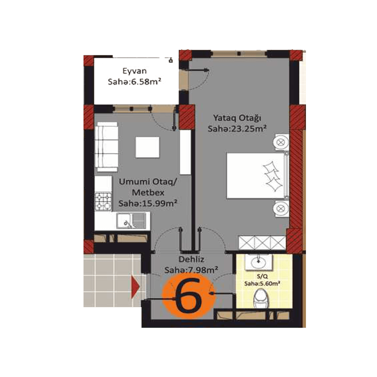 Baku Pearl Residence a 2 rooms 60,00 sqm