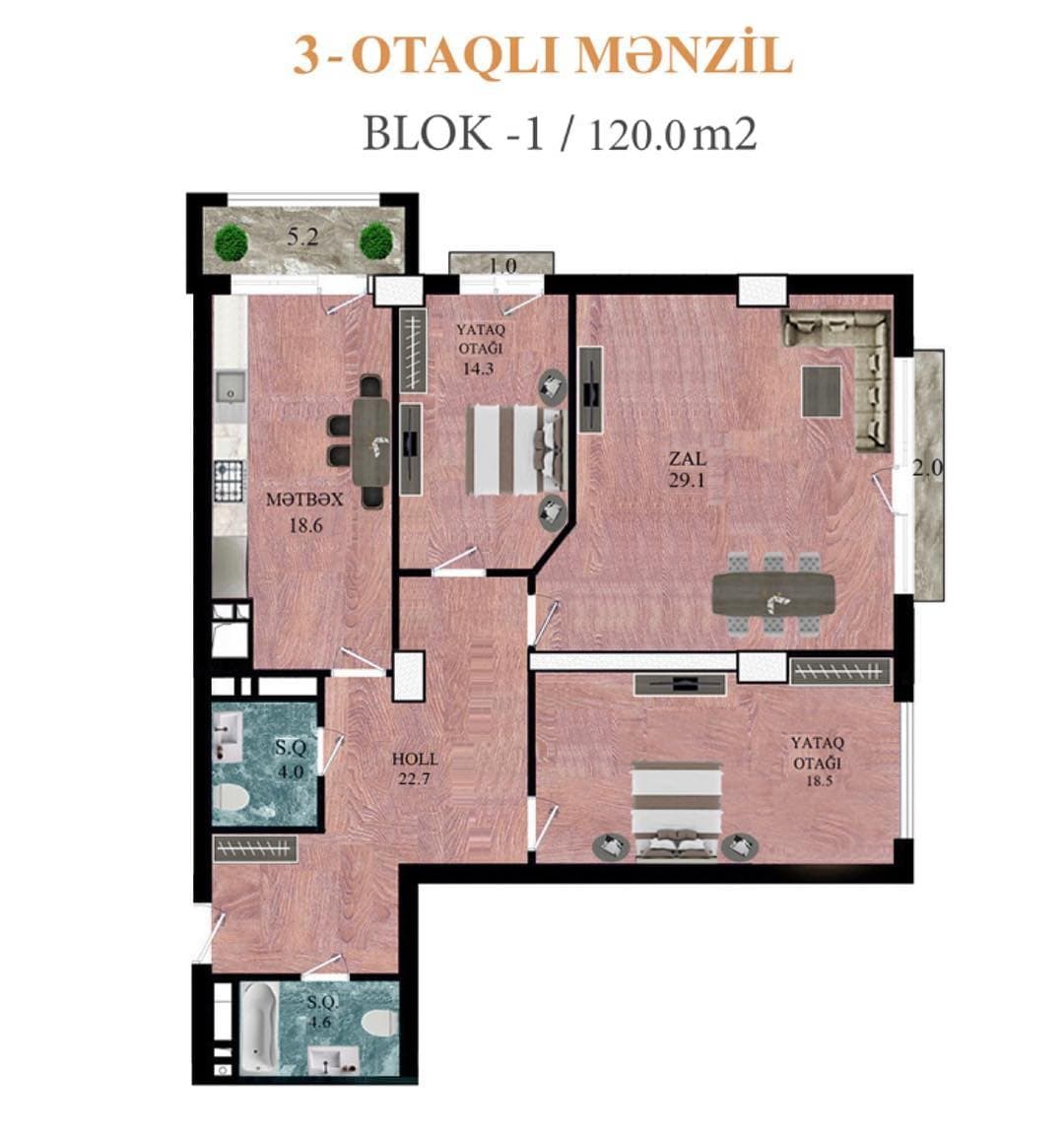 28 Residence 3 otaq 120 kv.m.