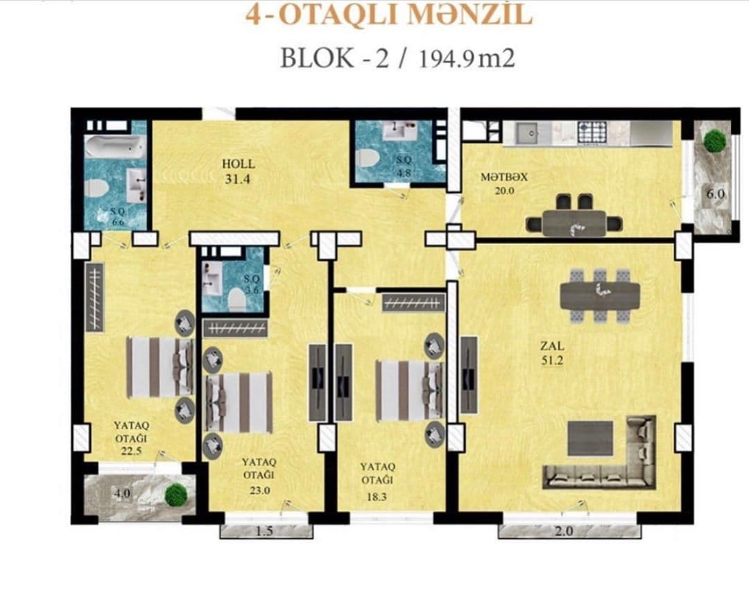 28Residence 4 otaq 194,40 kv.m.