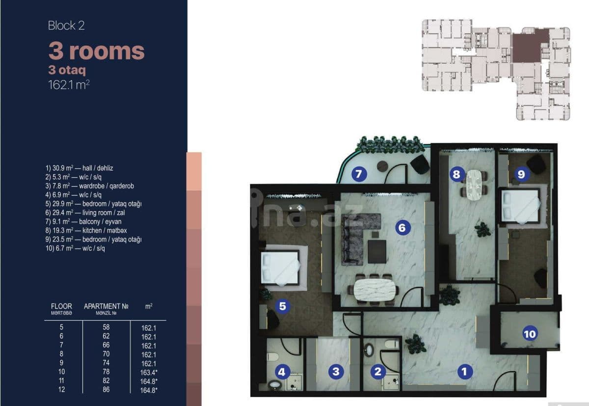 Bayıl Residence d 3 rooms 162,10 sqm - 2