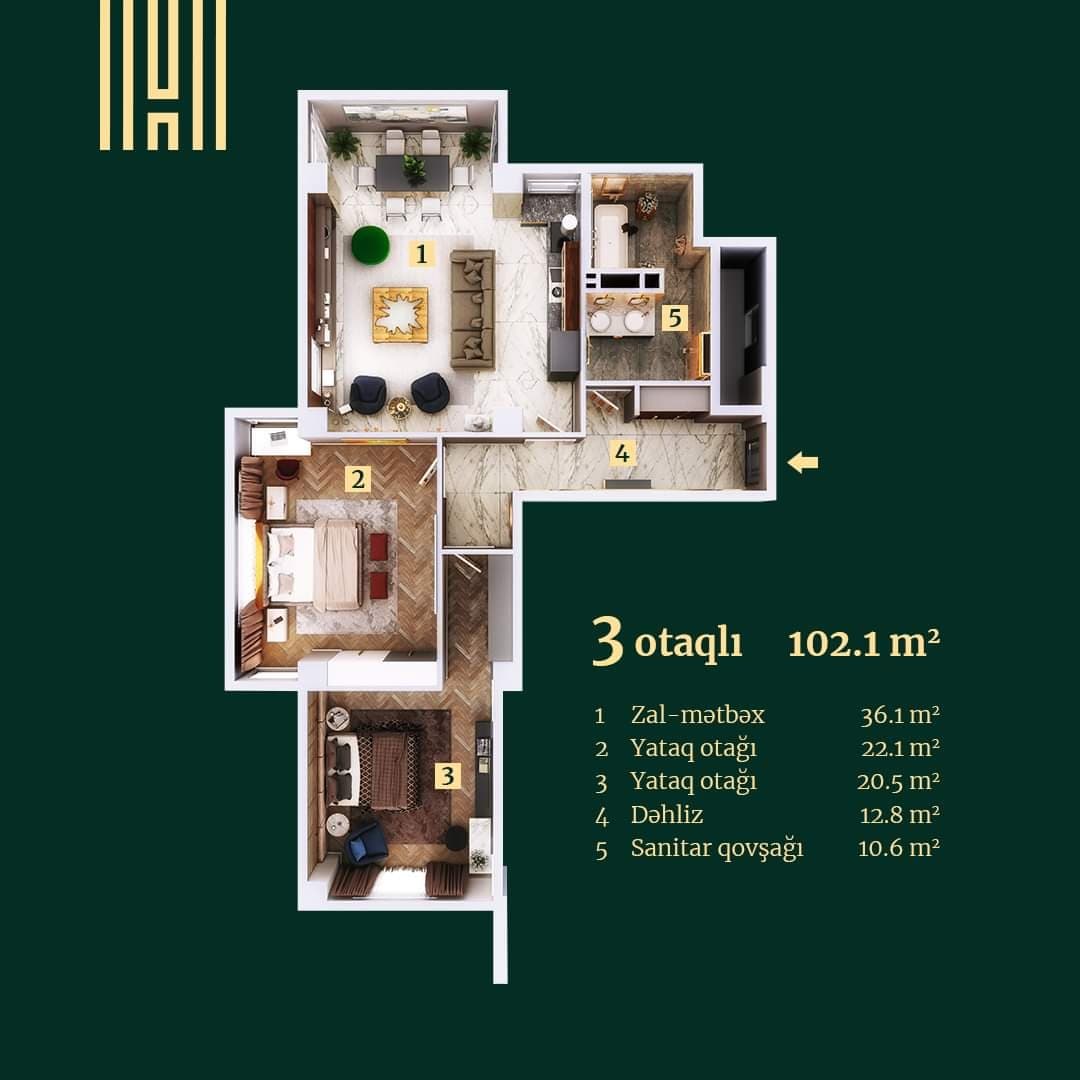 Hillside Residence a  3 rooms 102,10 sqm