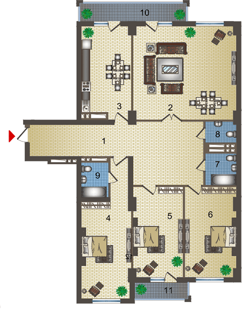 4 otaq, 205,30 kv.m. - 2