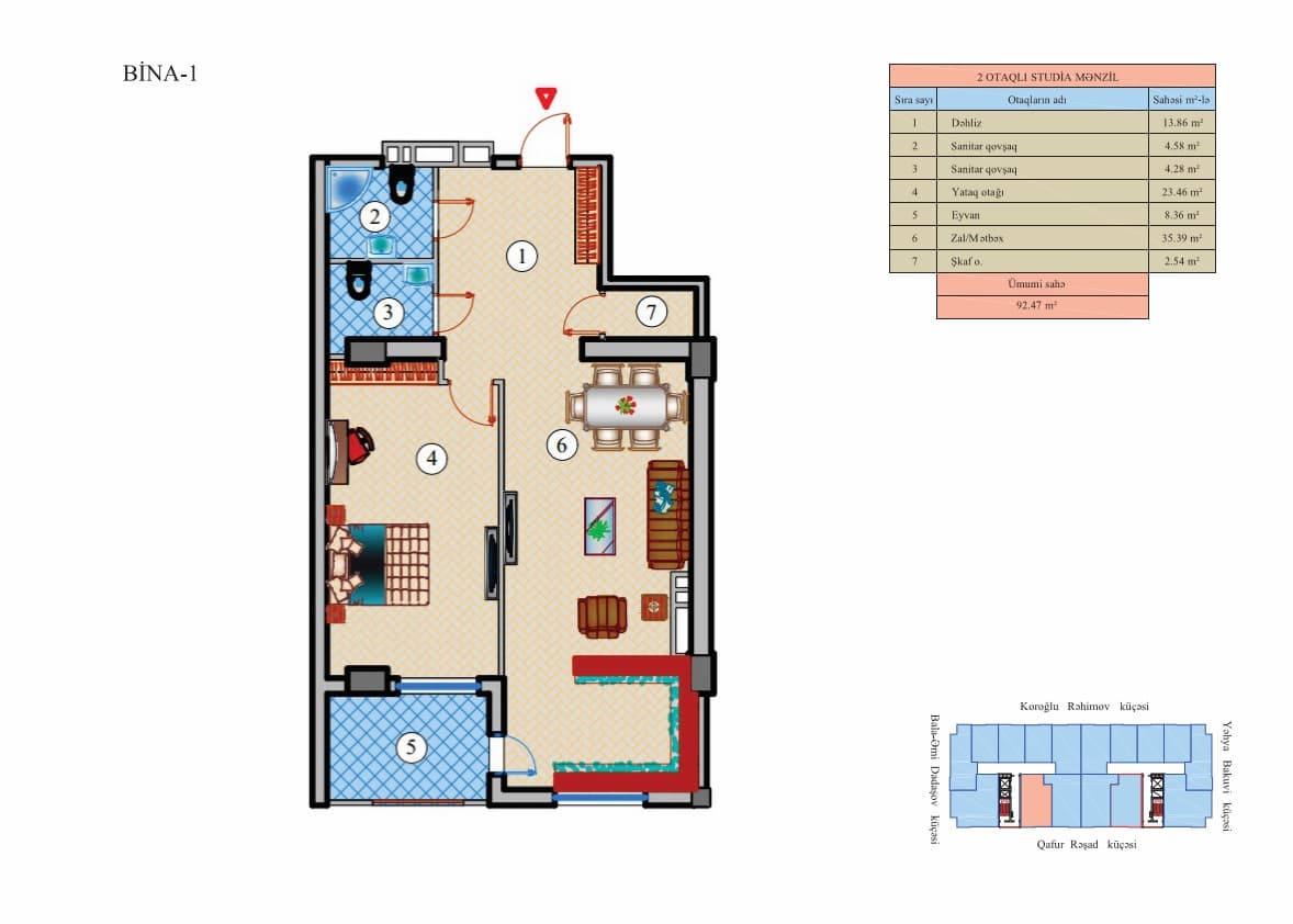 Zumrud Residence 2 room 92.47 sqm - 2