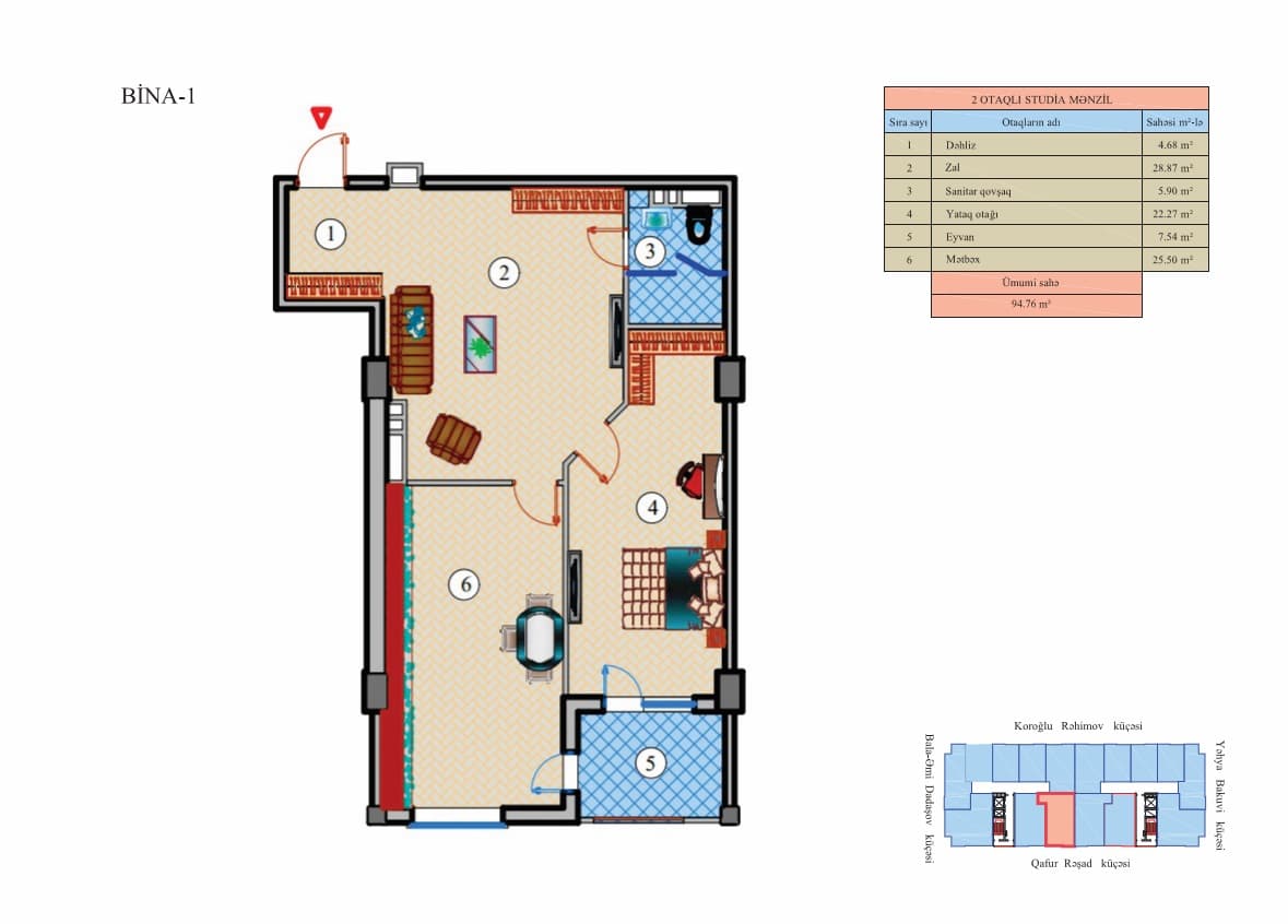 Zumrud Residence 2 room 94.76 sqm - 2