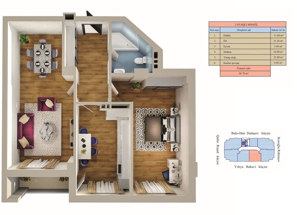 Zumrud Residence 2 rooms 96,70 sqm