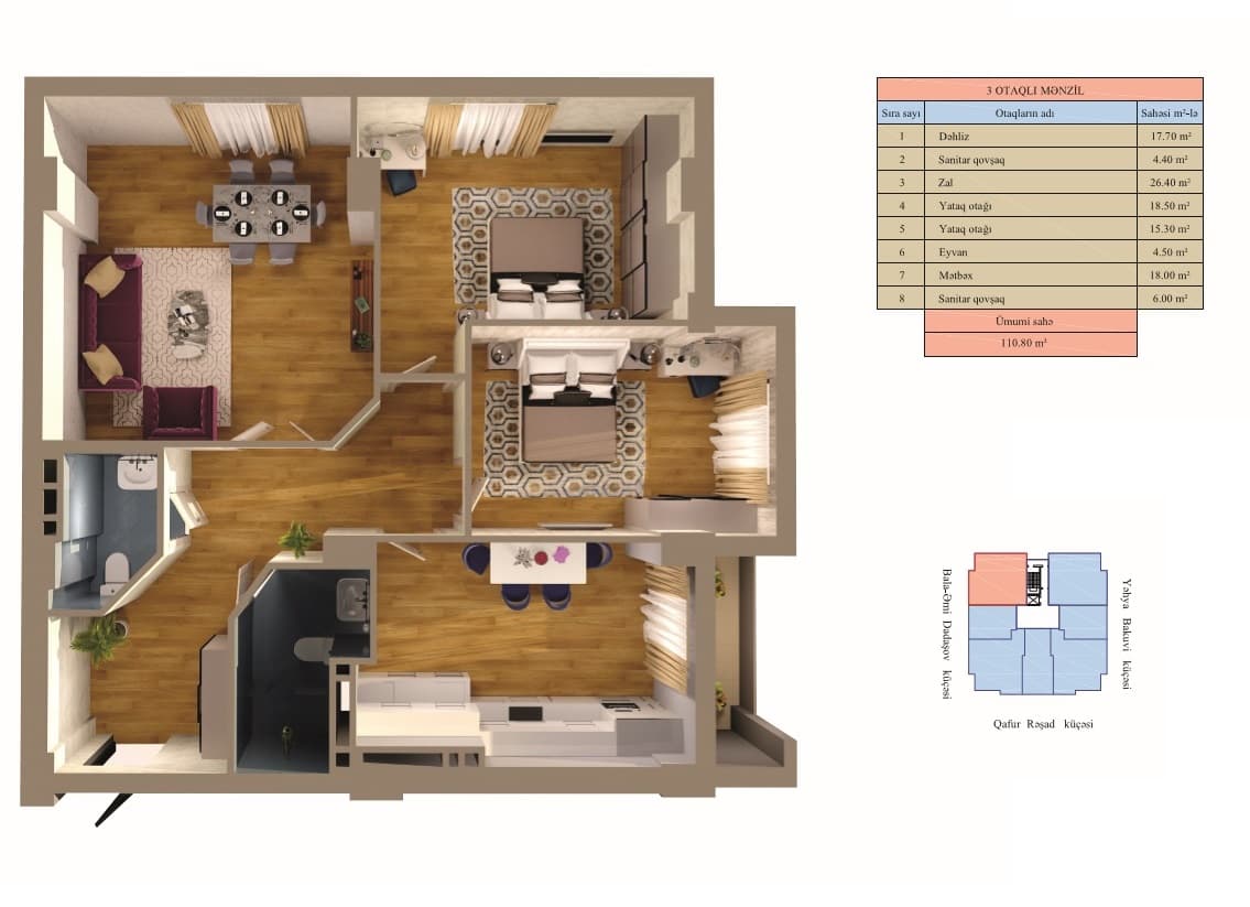 Zumrud Residence 3 otaq 110.80 kvm - 1