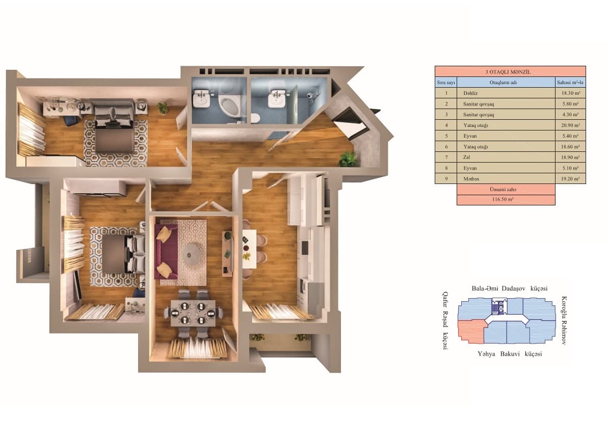 Zumrud Residence 3 rooms 116,50 sqm