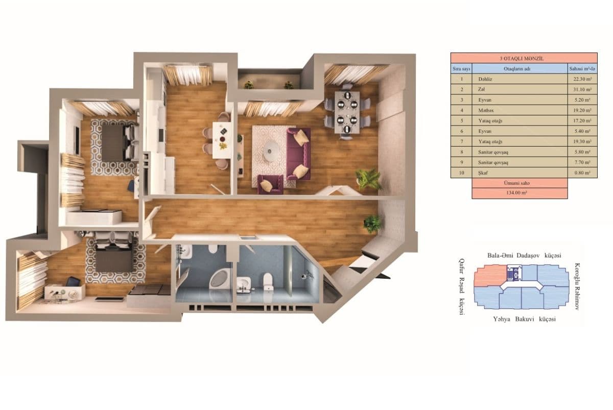 Zumrud Residence 3 rooms 134,00 sqm