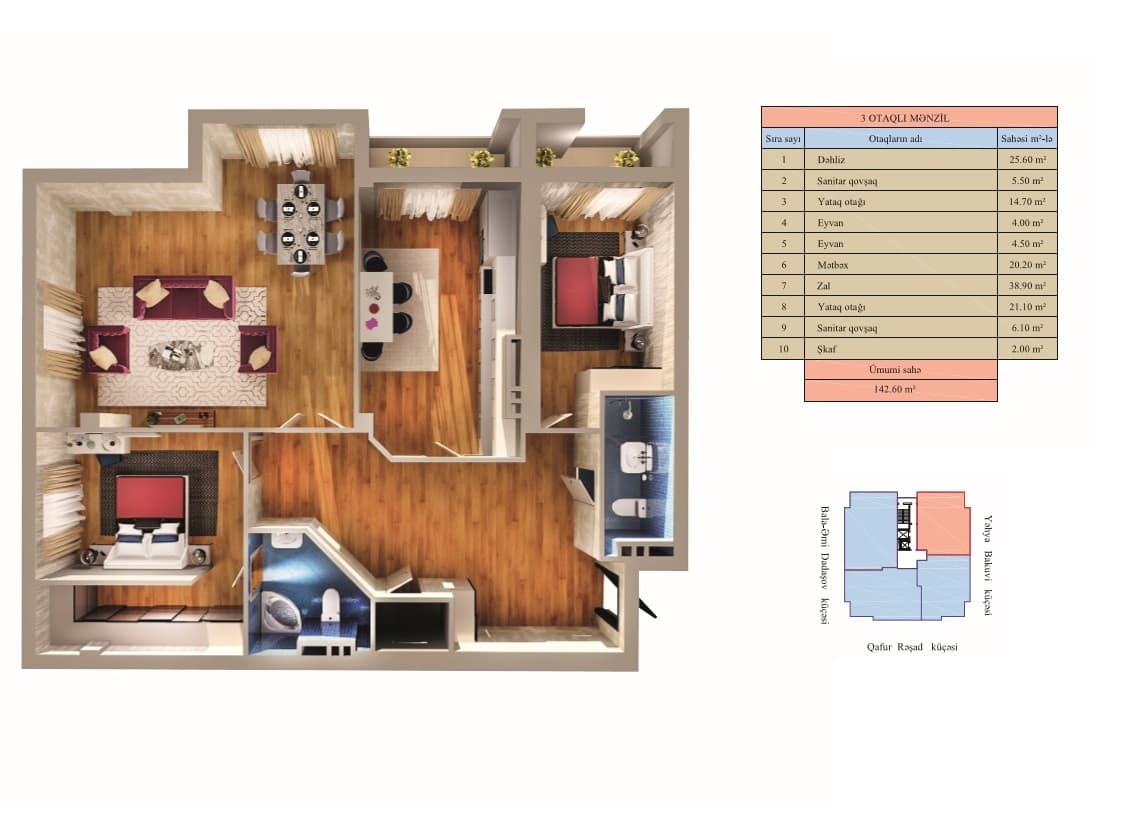 Zumrud Residence 3 rooms 142,60 sqm