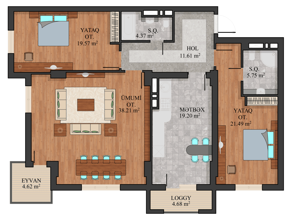 Xəzər Evləri 3 rooms 129,51 sqm